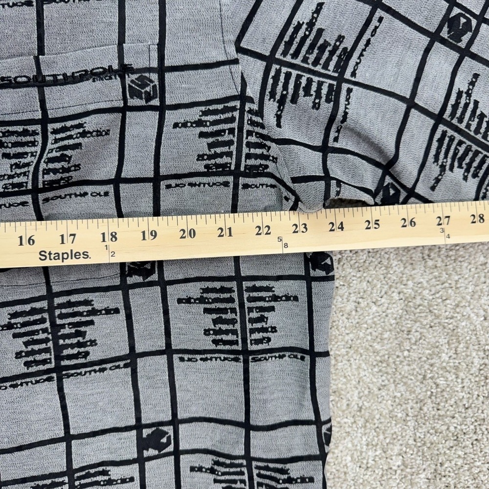 Southpole Button Up Shirt Men L Gray Black Grid Monogram Y2K Streetwear Baggy - Picture 4 of 6